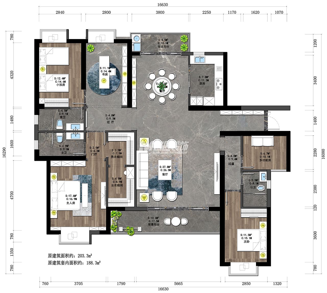 南寧天譽(yù)城180㎡戶型平面布置圖
