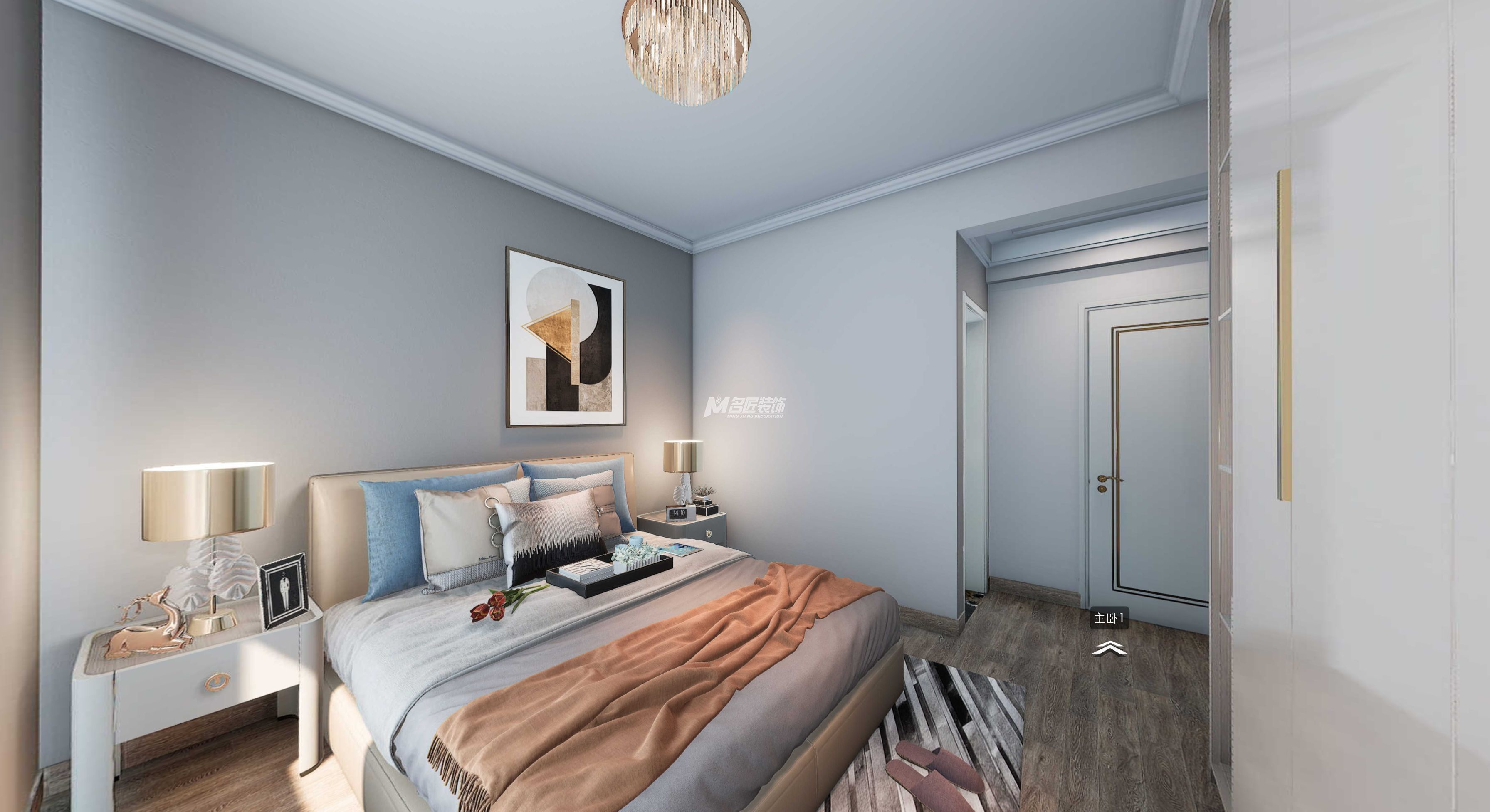 南寧鳳翔名居120㎡主臥現(xiàn)代輕奢裝修風(fēng)格效果圖