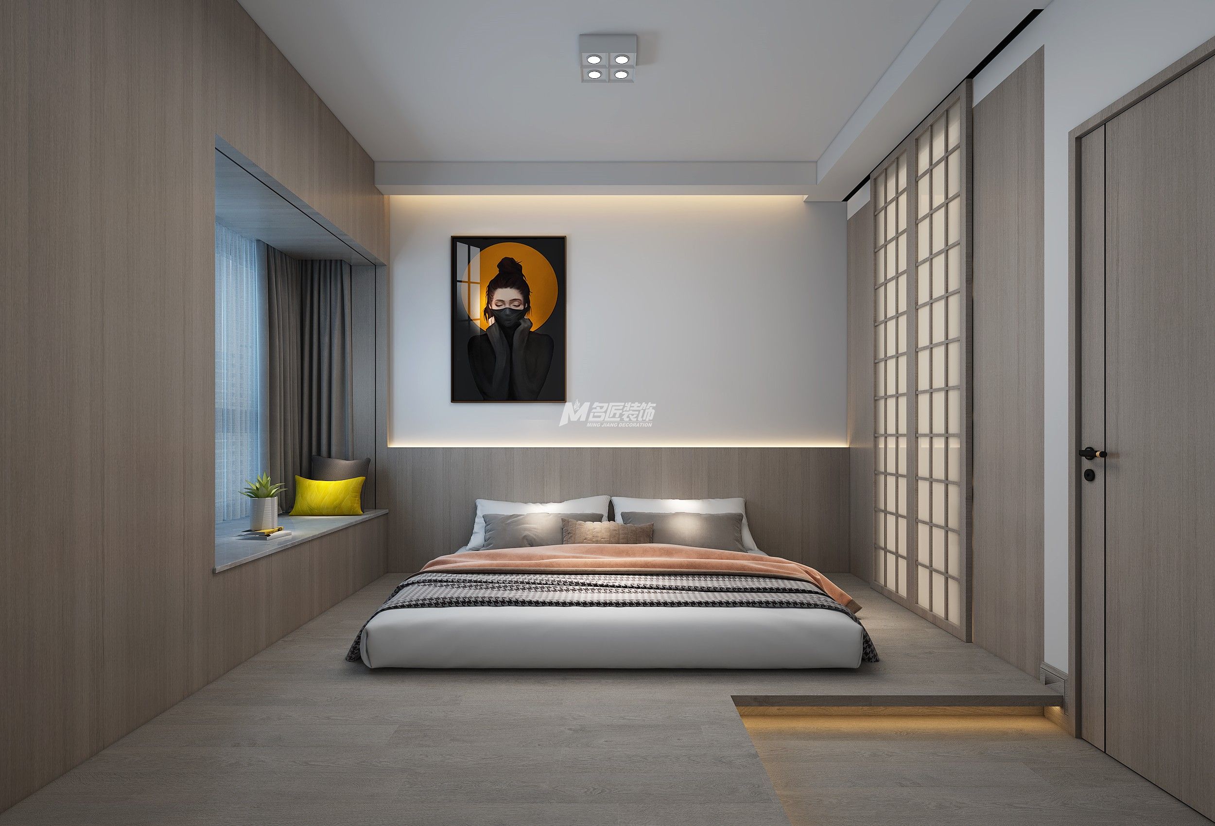 南寧中南春風(fēng)海岸90㎡主臥現(xiàn)代簡約裝修風(fēng)格正面效果圖