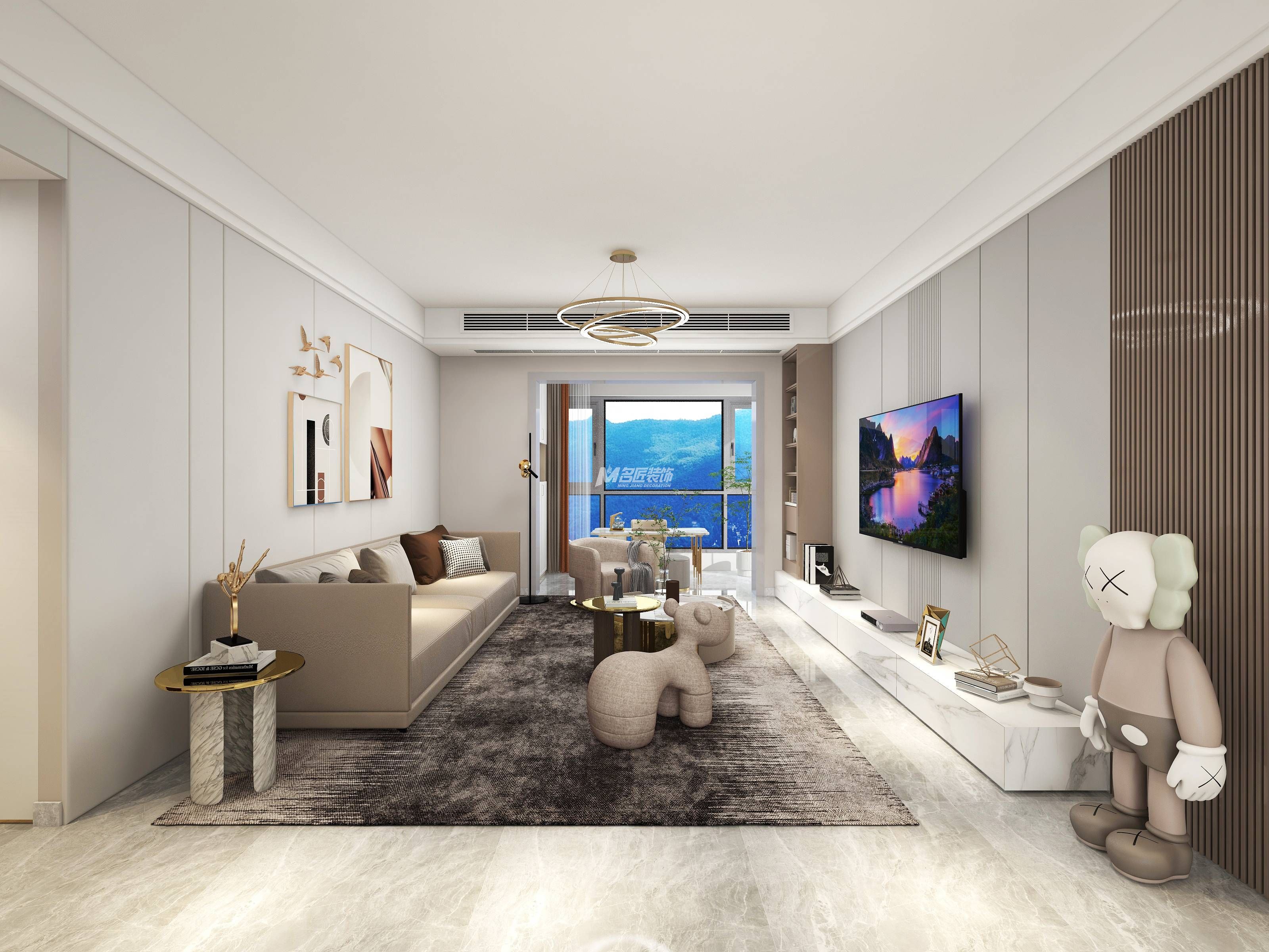 南寧光明城市夢溪苑110㎡客廳現(xiàn)代簡約裝修風(fēng)格效果圖