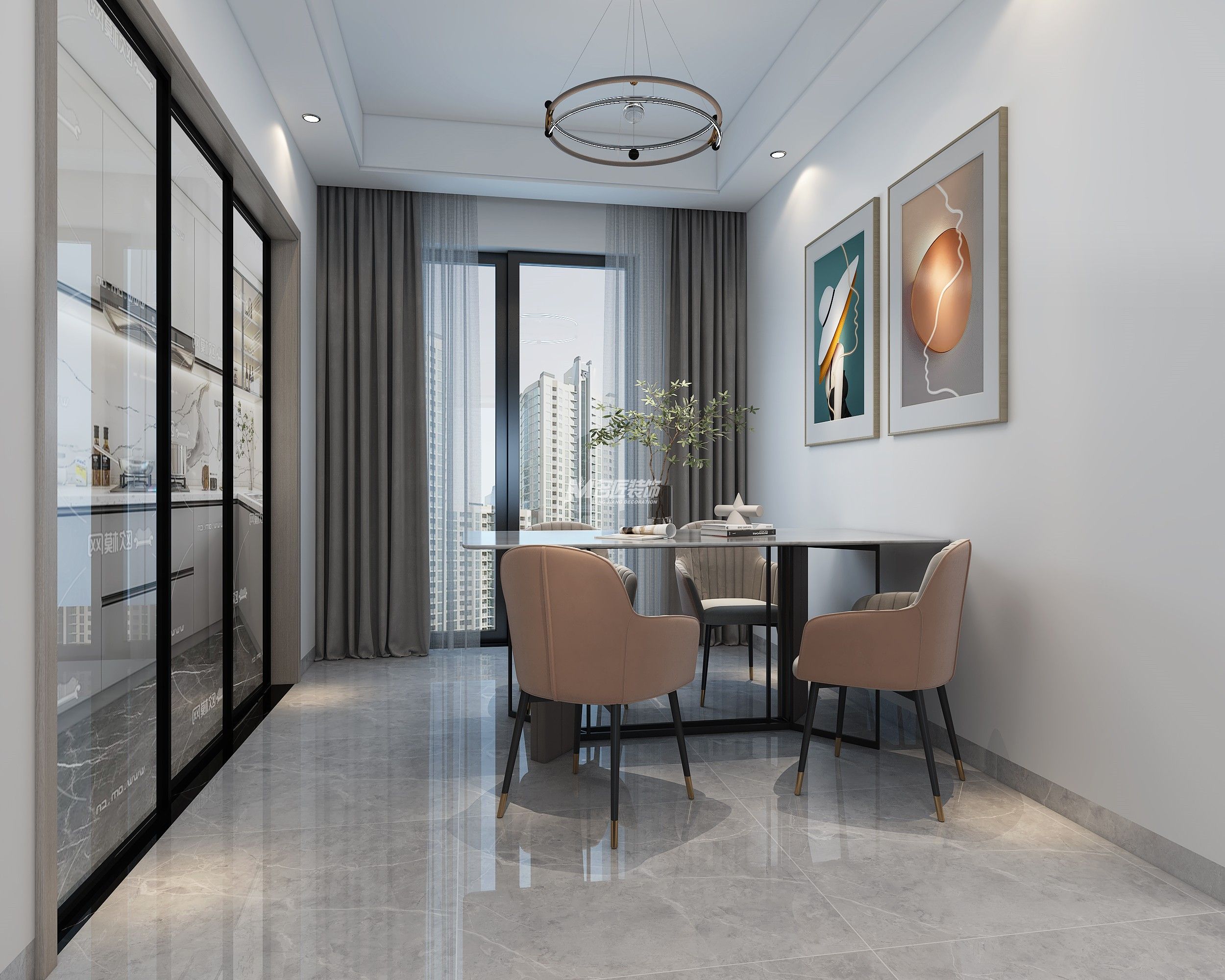 南寧中南春風(fēng)海岸90㎡餐廳現(xiàn)代簡約裝修風(fēng)格效果圖