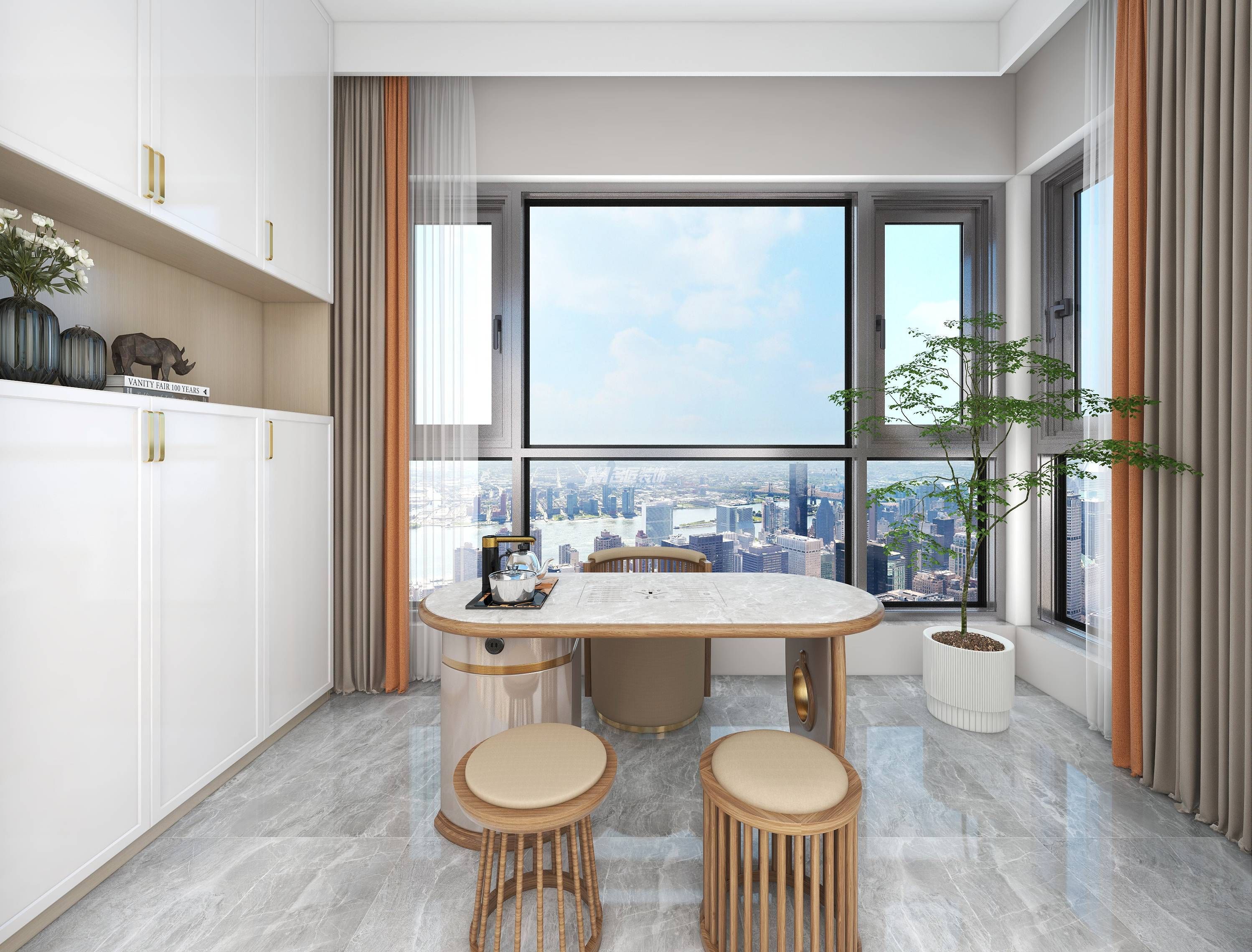 南寧光明城市夢溪苑110㎡茶室現(xiàn)代簡約裝修風(fēng)格效果圖