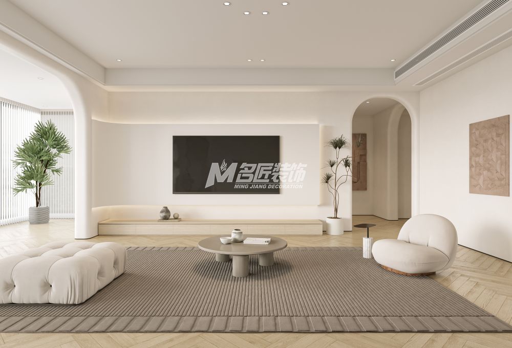 綠城春江明月220㎡客廳角度三侘寂裝修風(fēng)格